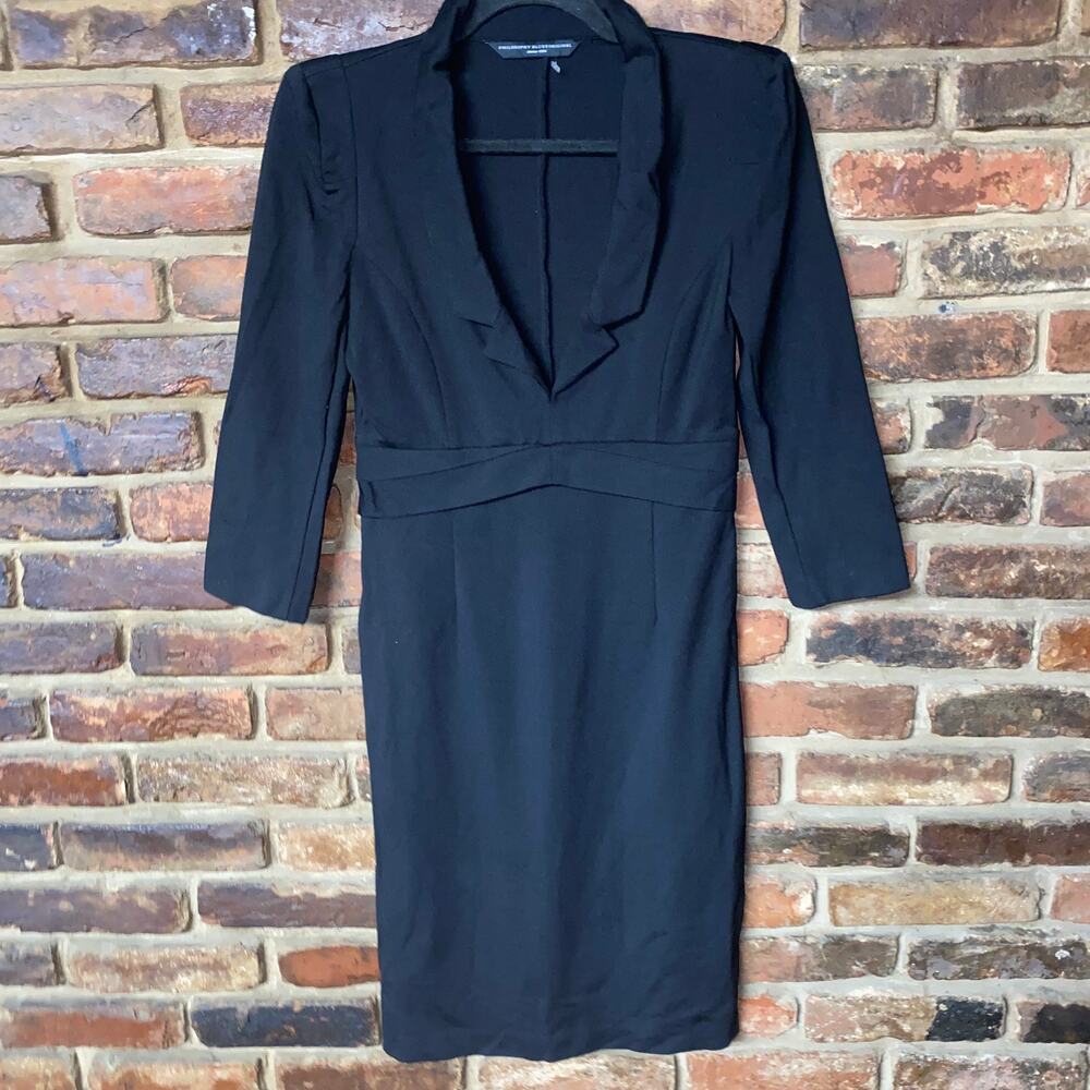 Philosophy Blues Original Black Long Sleeve V-Neck Blazer-Style Dress Women's